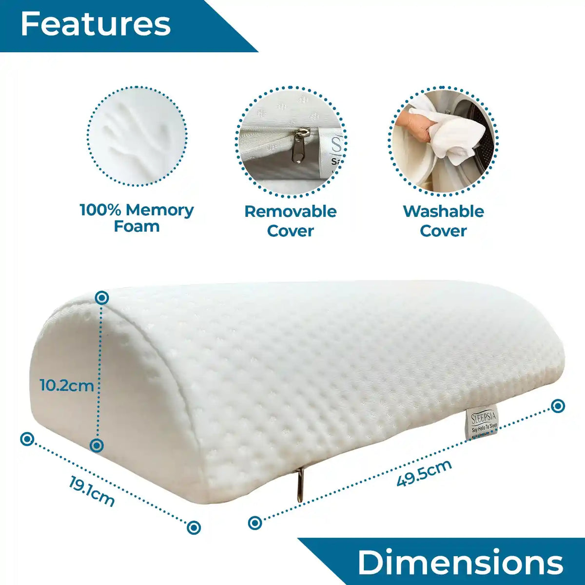 Memory Foam Half Moon Pillow for Back Shoulder Neck Knee Support Pillow