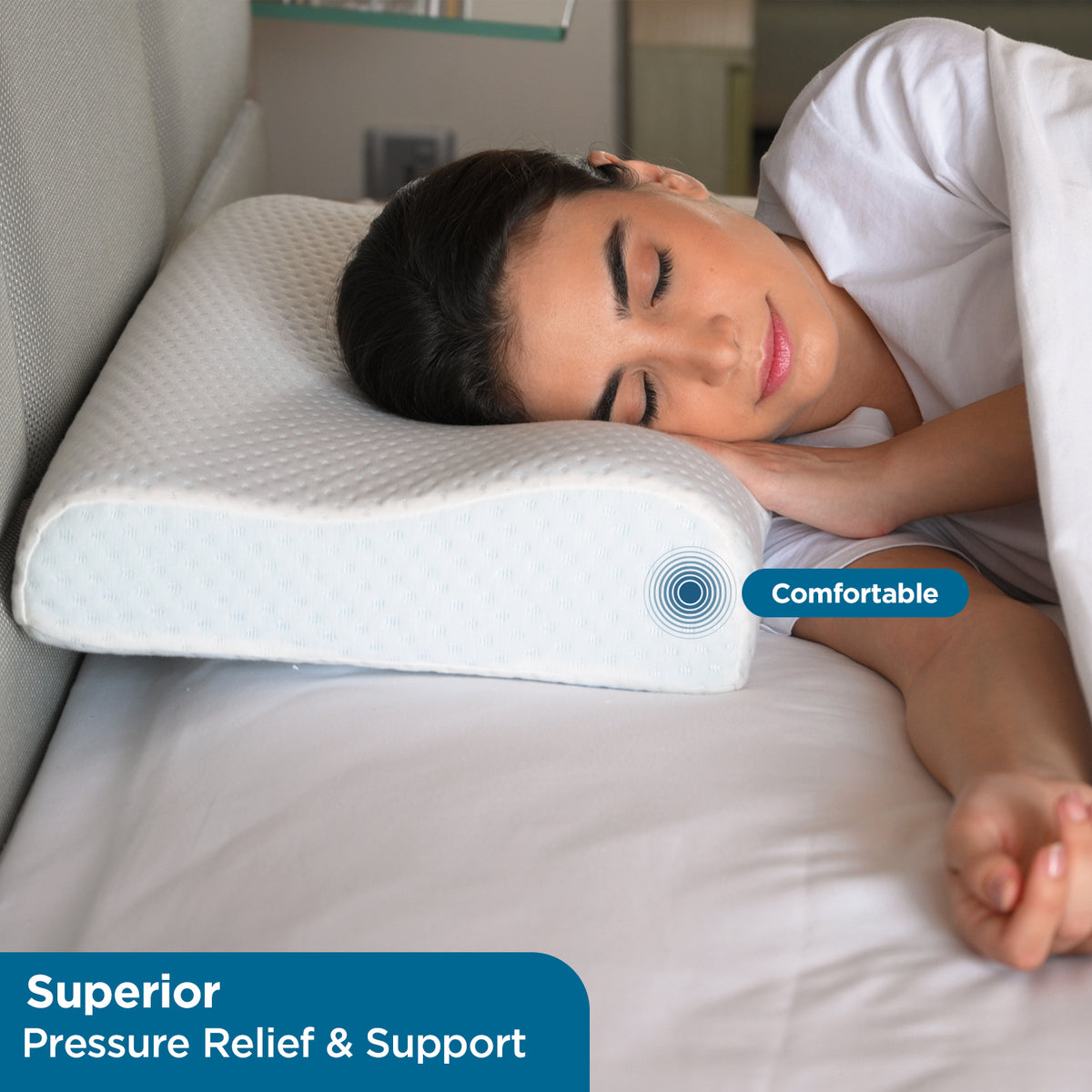 Side Sleeper Easy Breather Pillow | Adjustable Crescent-Shaped Pillow