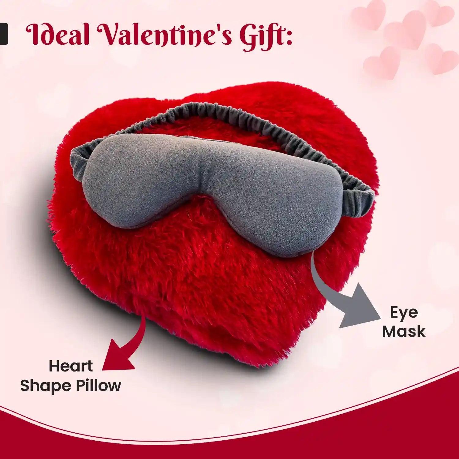 Heart Shape Pillows & Sleeping Eye Mask- Combo