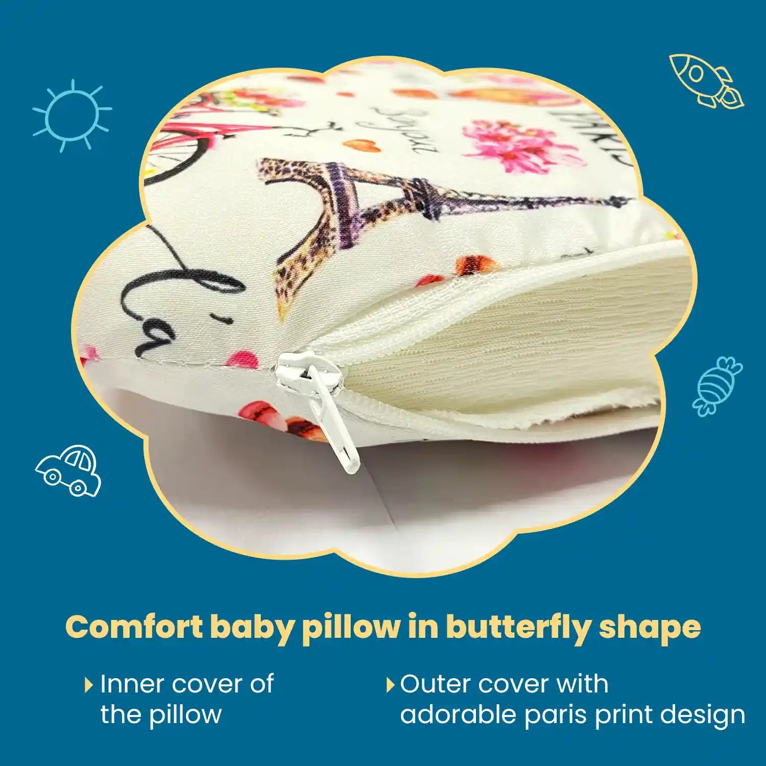 Butterfly Baby Pillow with Memory Foam