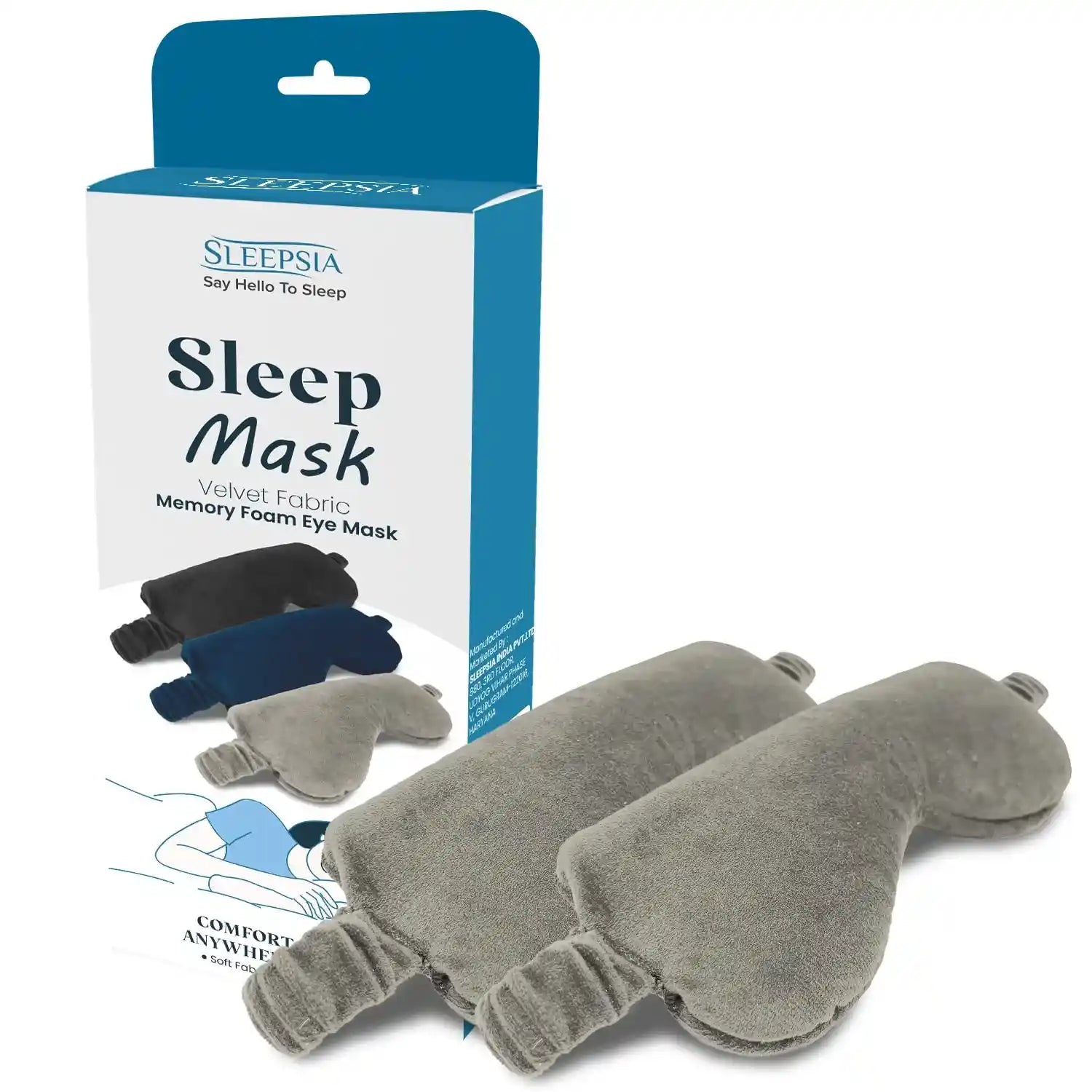 Eye Mask For Sleeping with Memory Foam - Velvet Fabric (Pack of 2)