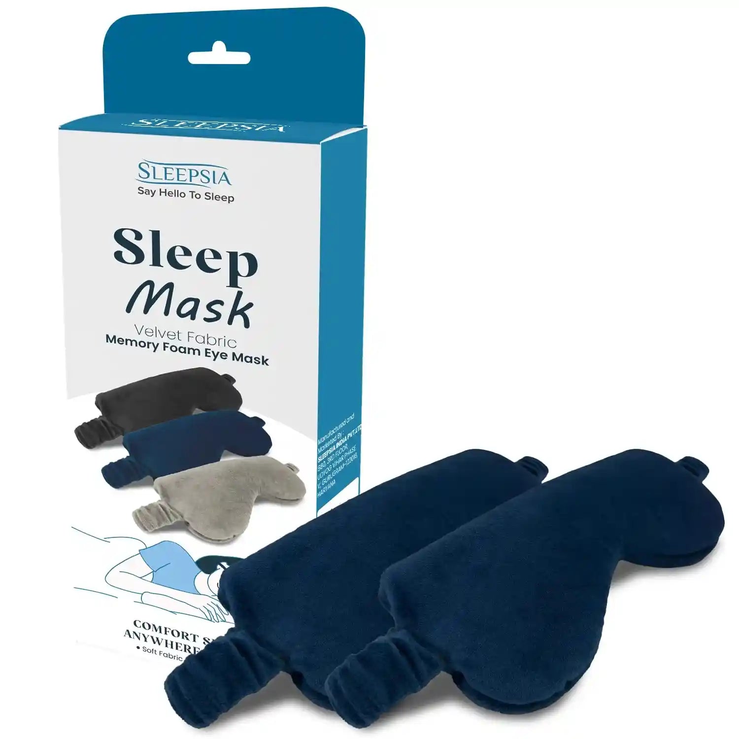 Eye Mask For Sleeping with Memory Foam - Velvet Fabric (Pack of 2)