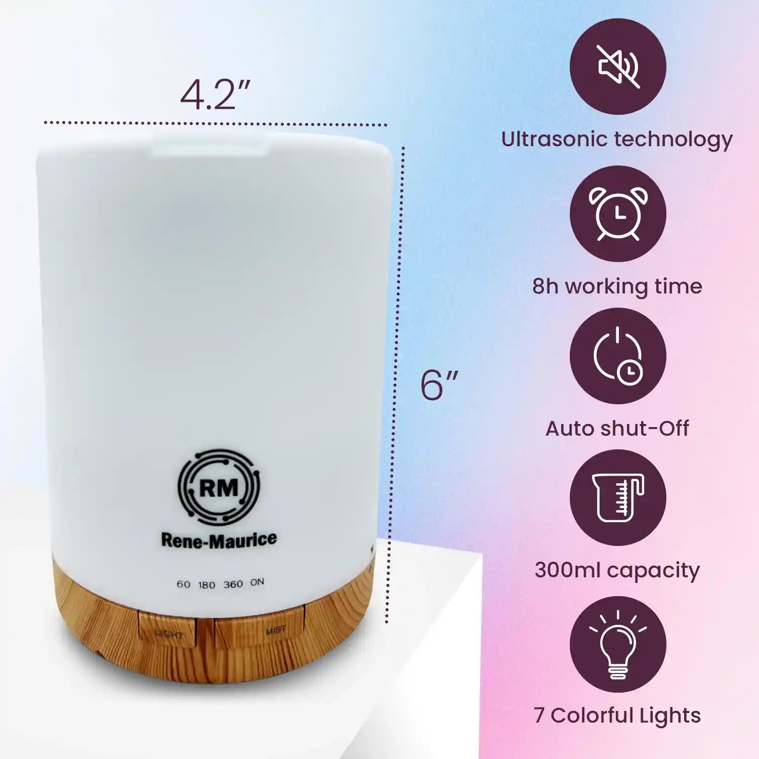 Buy ReNe-Maurice Electric Ultrasonic Aroma Diffuser (Free Essential Oil)