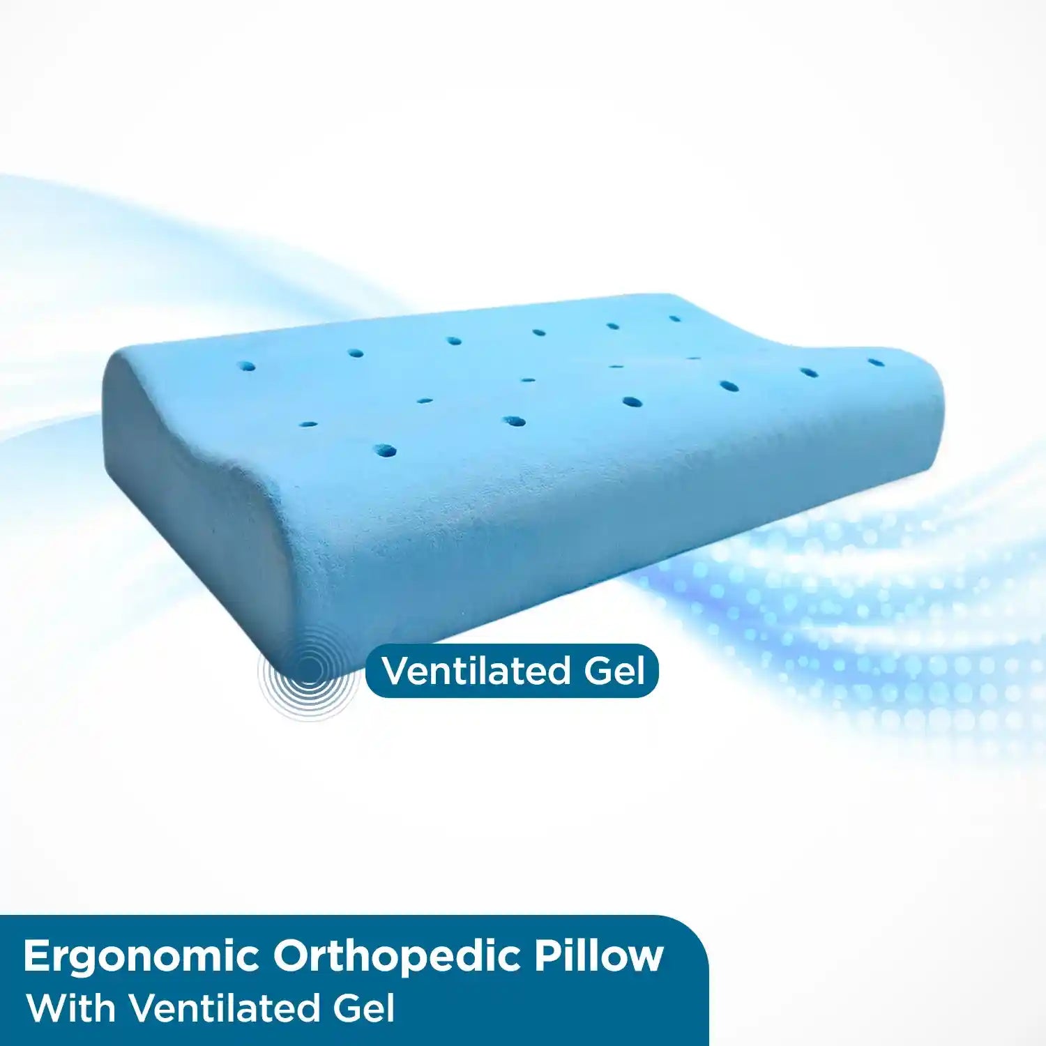 Orthopedic Memory Foam Cervical Contour Pillow with Ventilated Cooling Gel