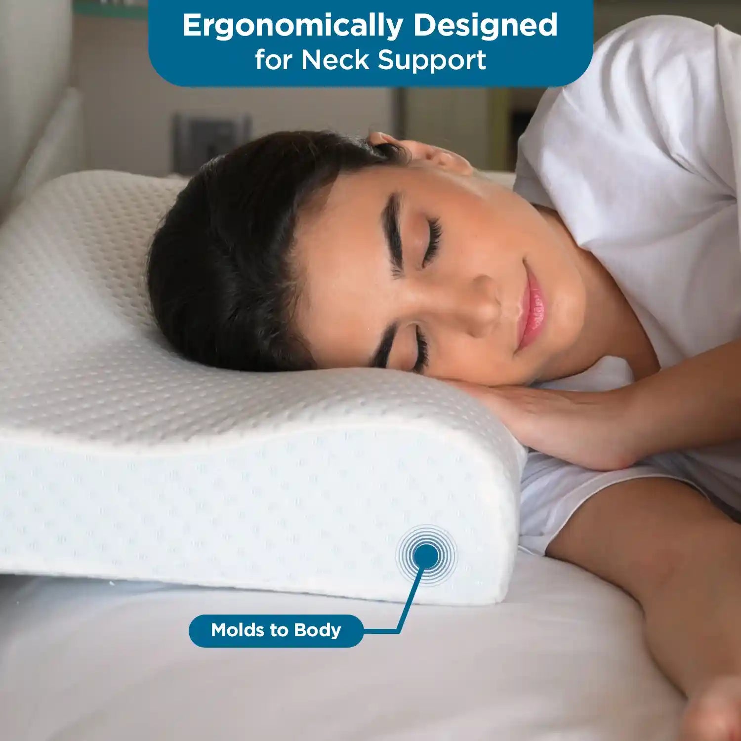 Non Ventilated Contour Memory Foam Pillow Sleepsia India Pvt Ltd