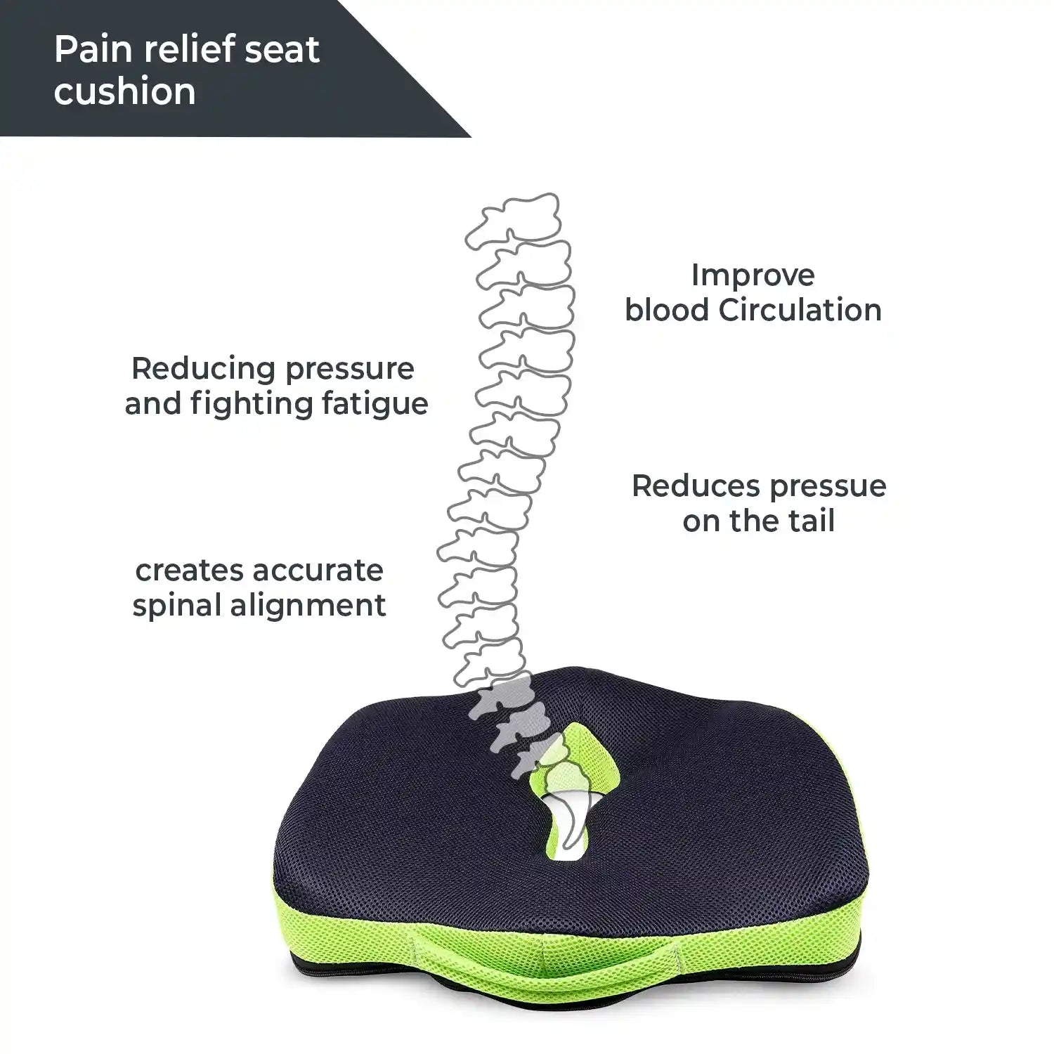 Coccyx Seat Cushion for Tailbone, Sciatica & Back Pain Relief