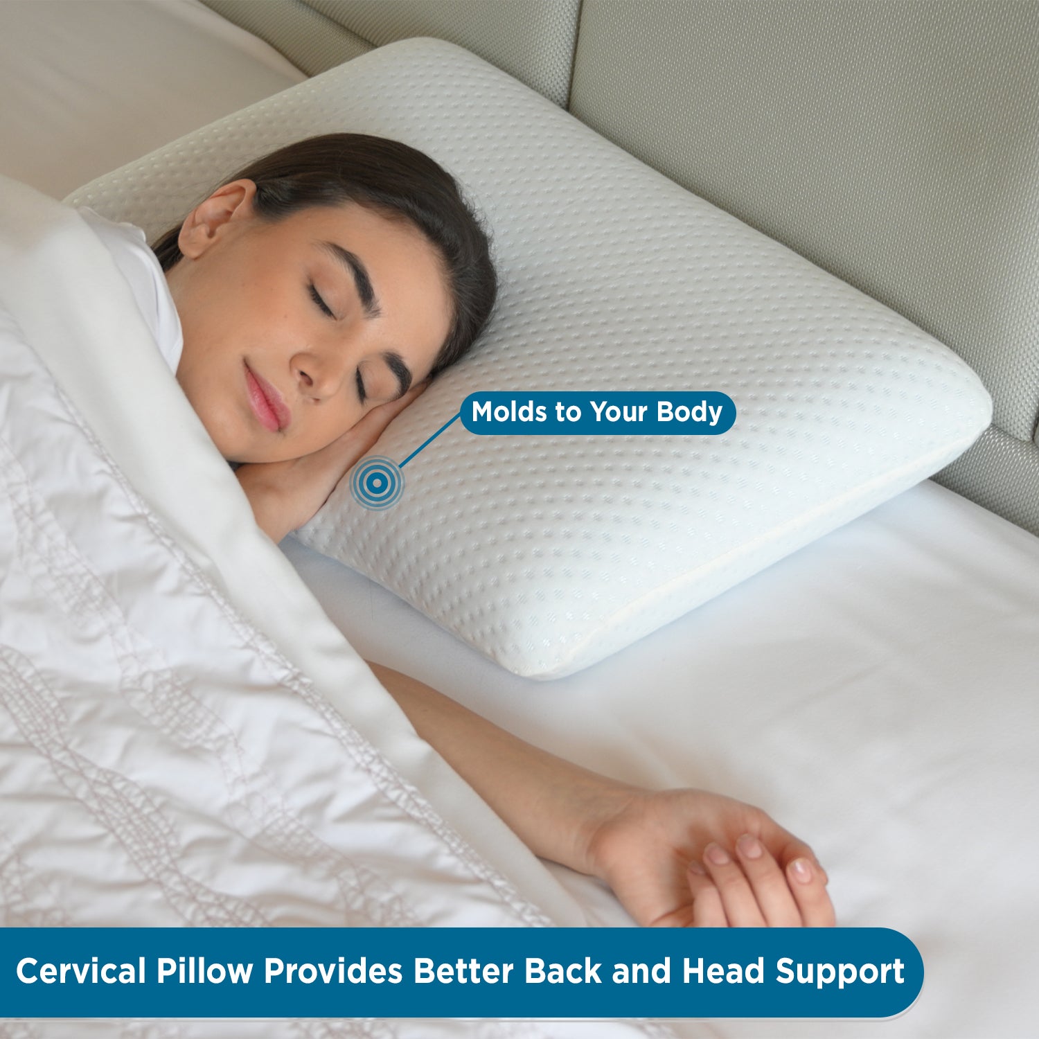 Orthopedic Memory Foam Pillow with Ventilated Cooling Gel for Neck & Shoulder Pain