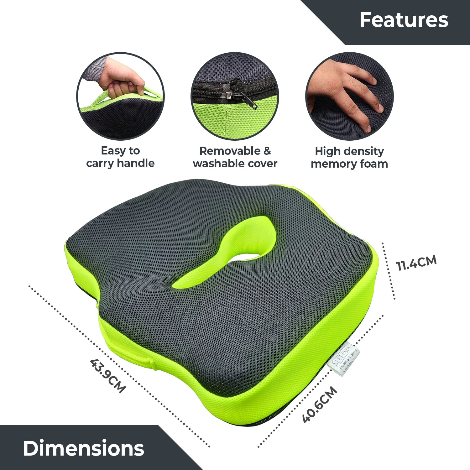 Orthopedic Memory Foam Coccyx Seat Cushion for Tailbone, Sciatica & Back Pain Relief (Tailbone Pillow)