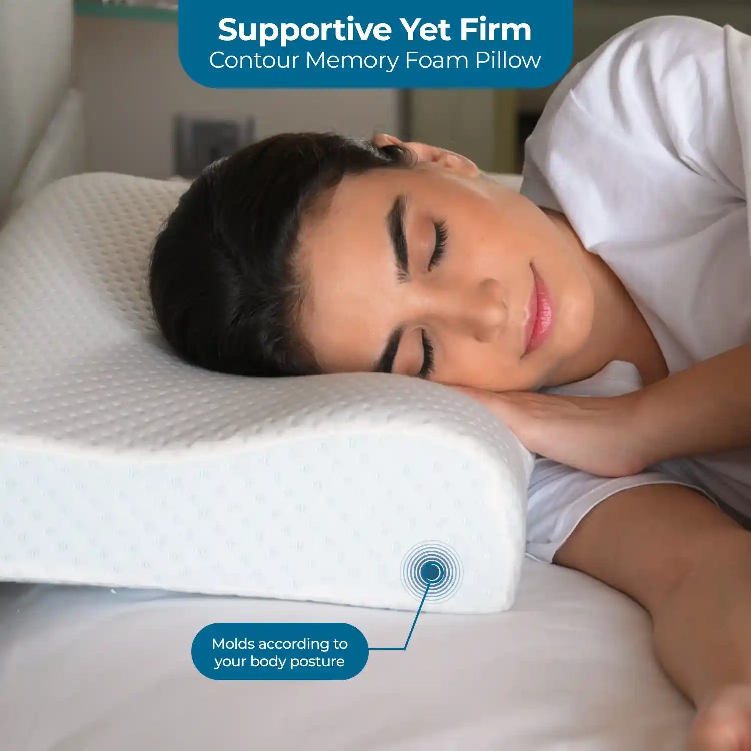 Orthopedic Memory Foam Cervical Contour Pillow with Cooling Gel