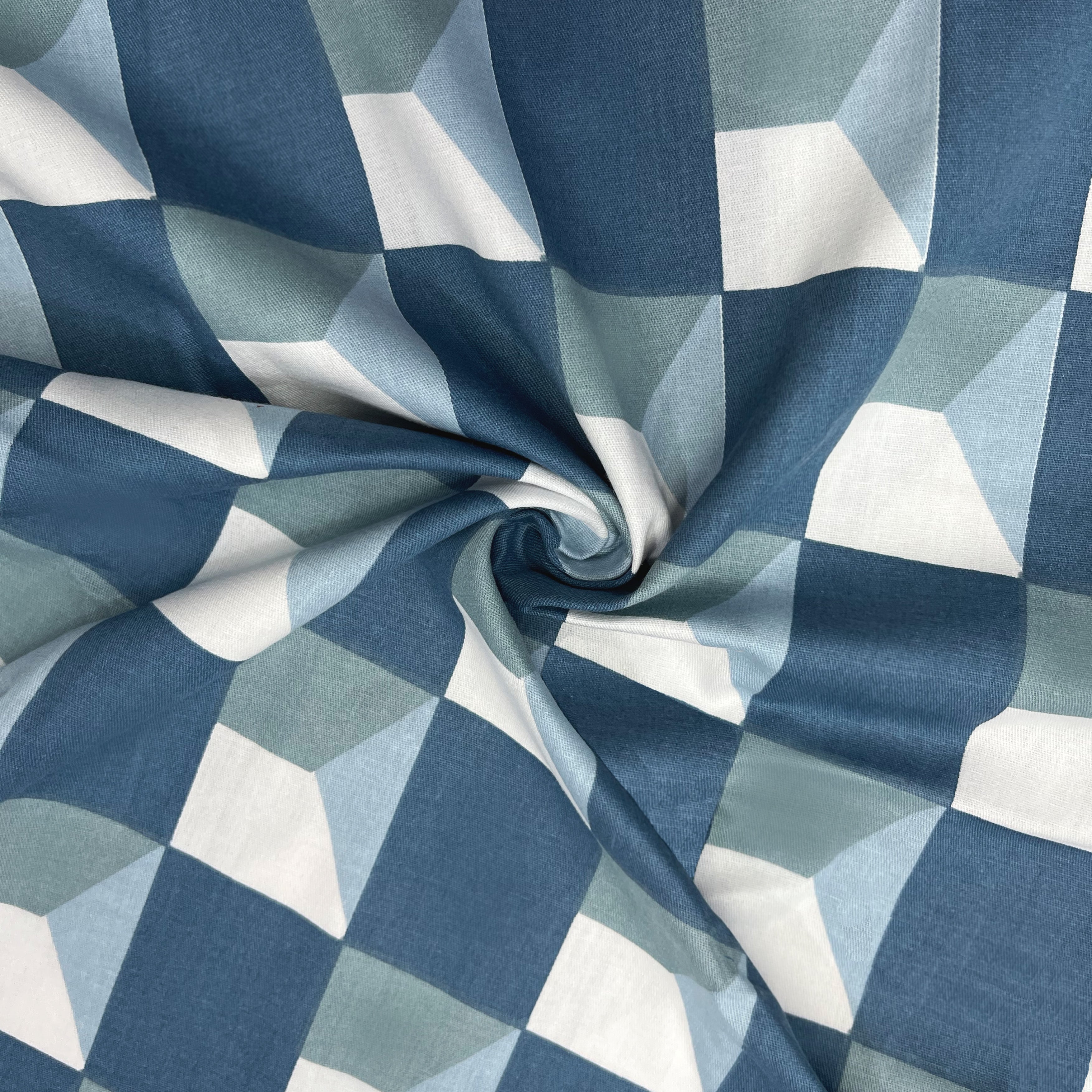 Window Maze in Teal-Blue, 100% Cotton Double Bedsheet, 180 TC with 2 Pillow Cover