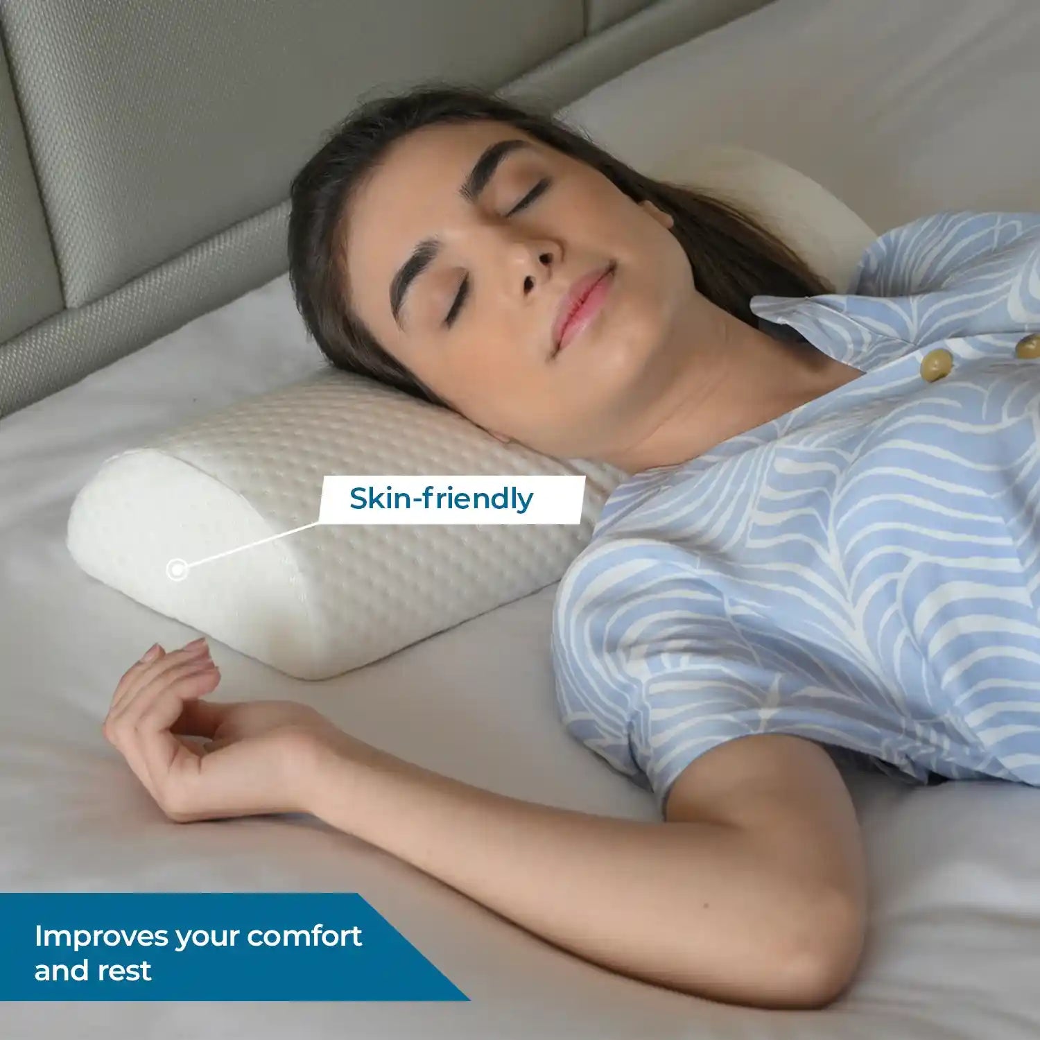 Half Moon Multi-Purpose Memory Foam Pillow- White