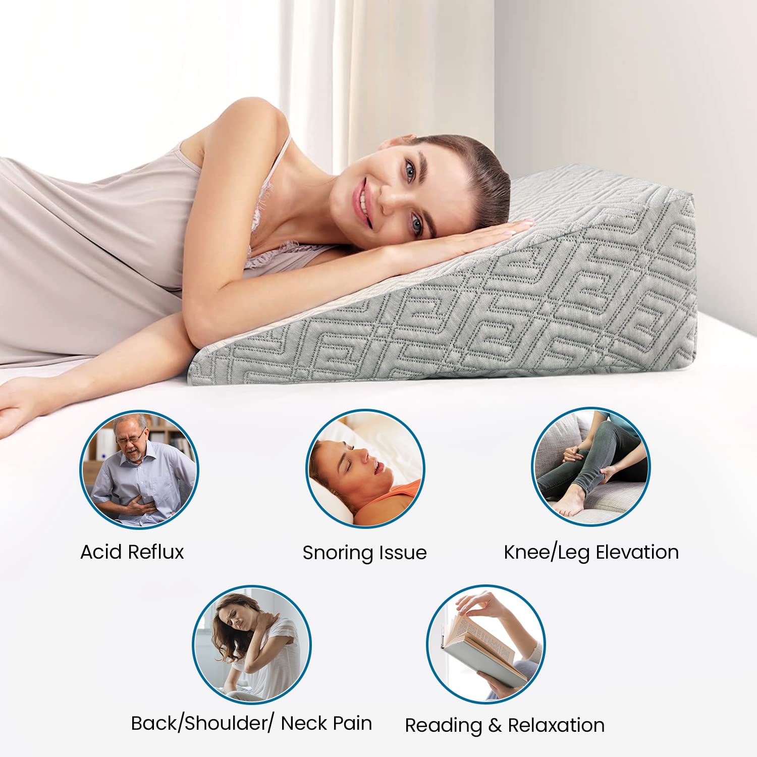 Orthopedic Memory Foam Back Support Wedge Pillow for Back Pain