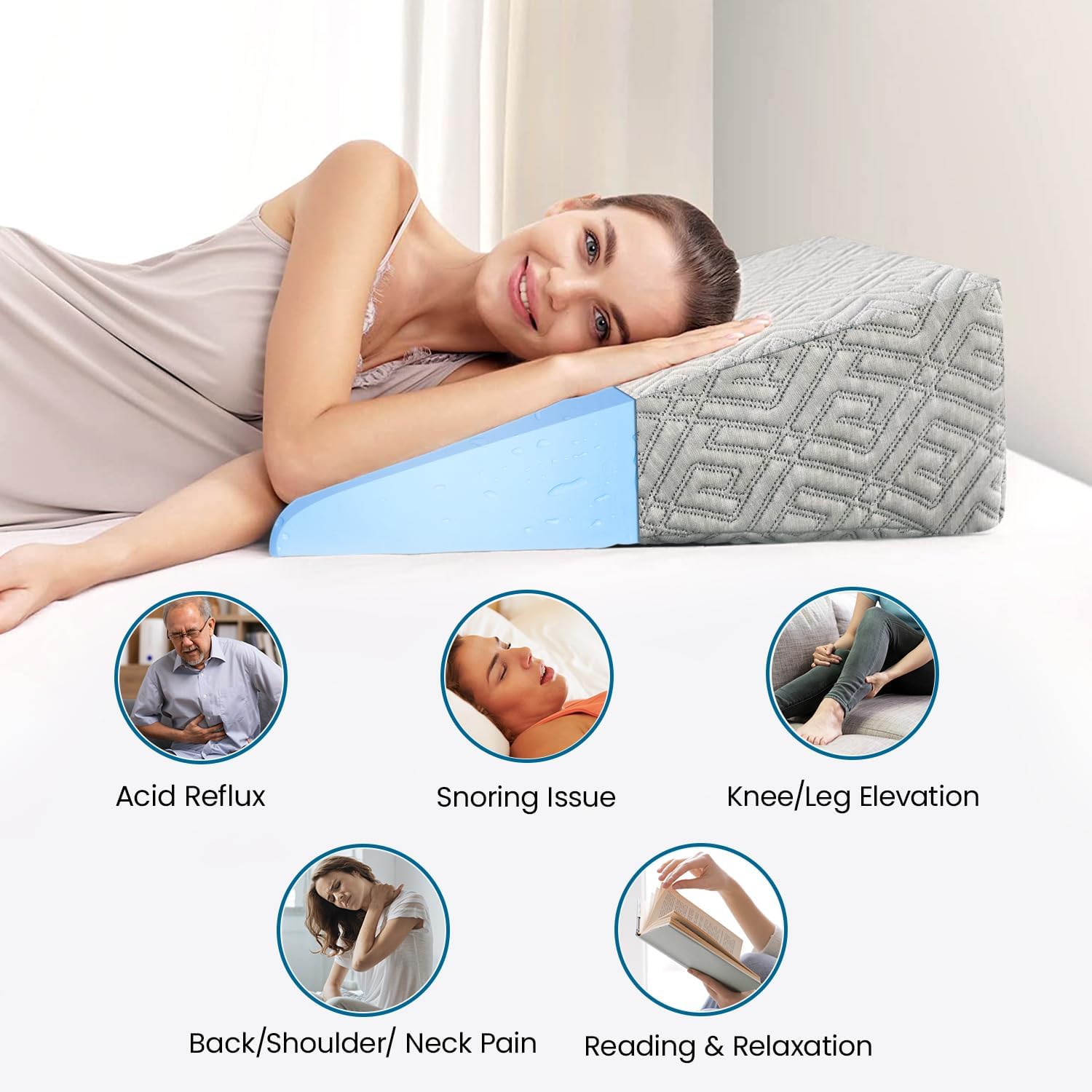 Orthopedic Memory Foam Back Support Wedge Pillow for Back Pain