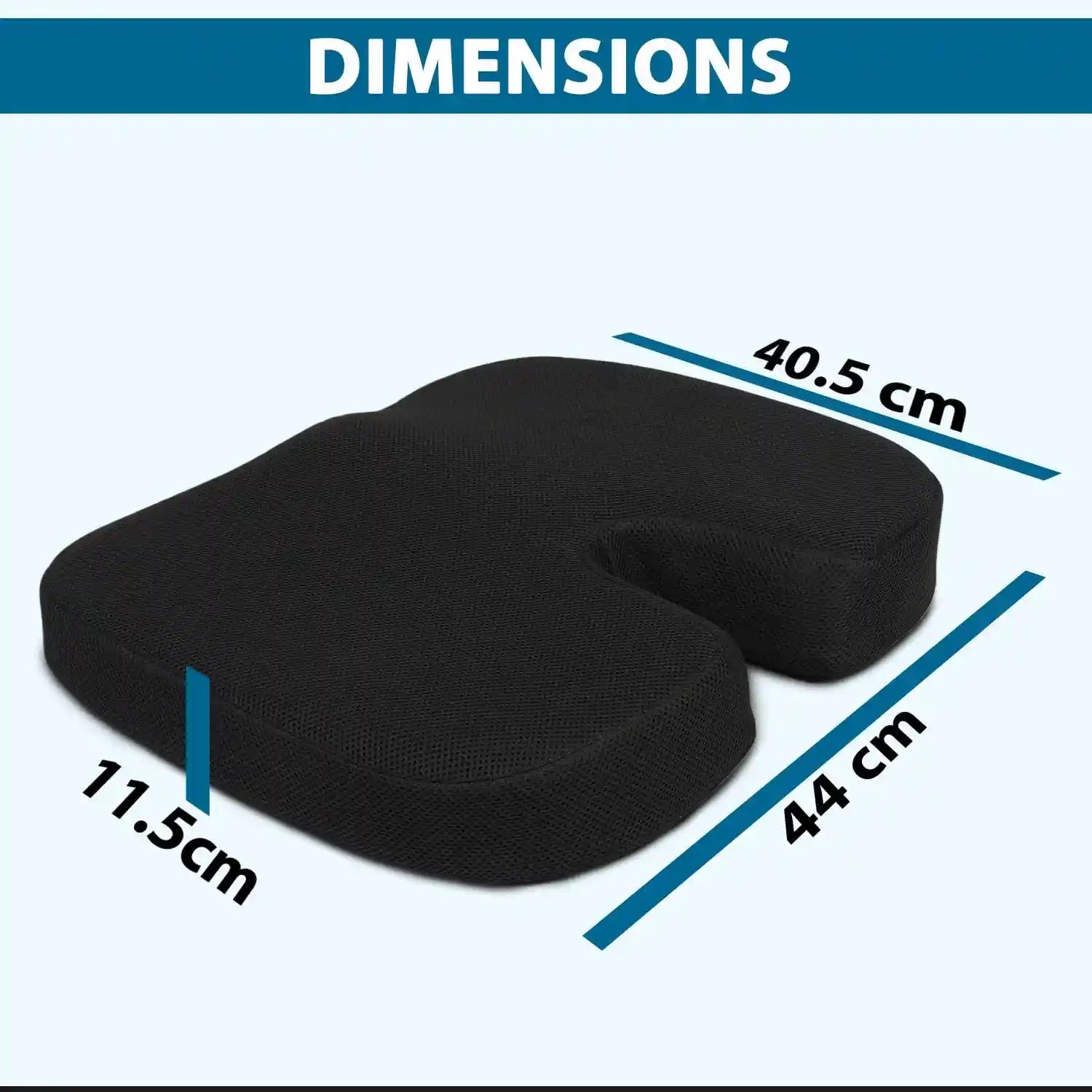 Orthopedic Memory Foam U-Shaped Coccyx Seat Cushion for Tailbone, Sciatica & Back Pain Relief - Mesh Black