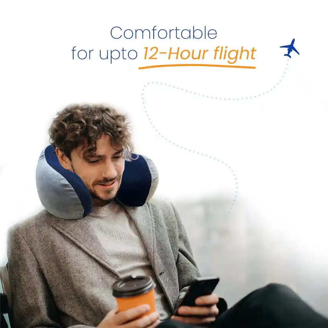 Travel Pillow for Neck with Memory Foam (Super-Soft) - Velvet Fabric