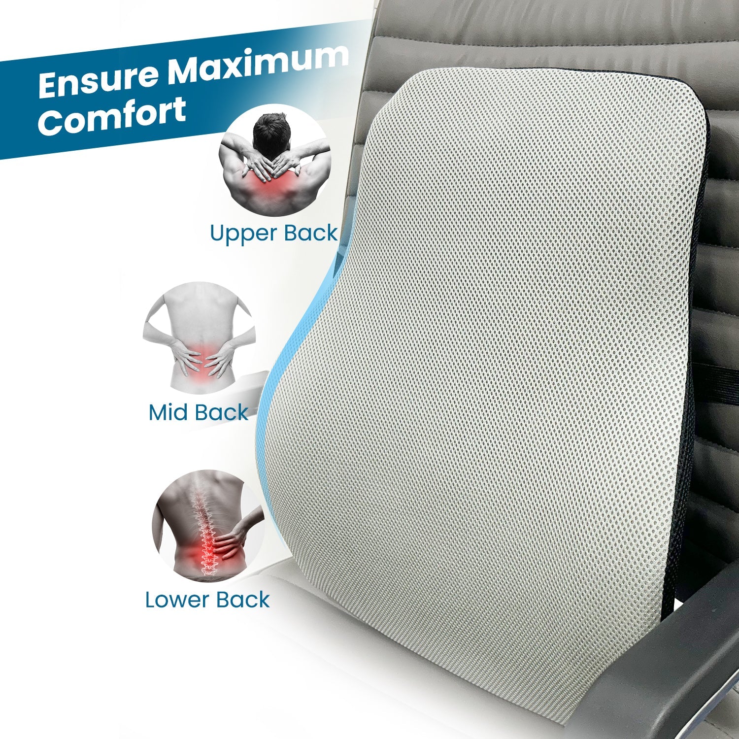 Lumbar Support Pillow With Ventilated Cooling Gel-Back Cushion