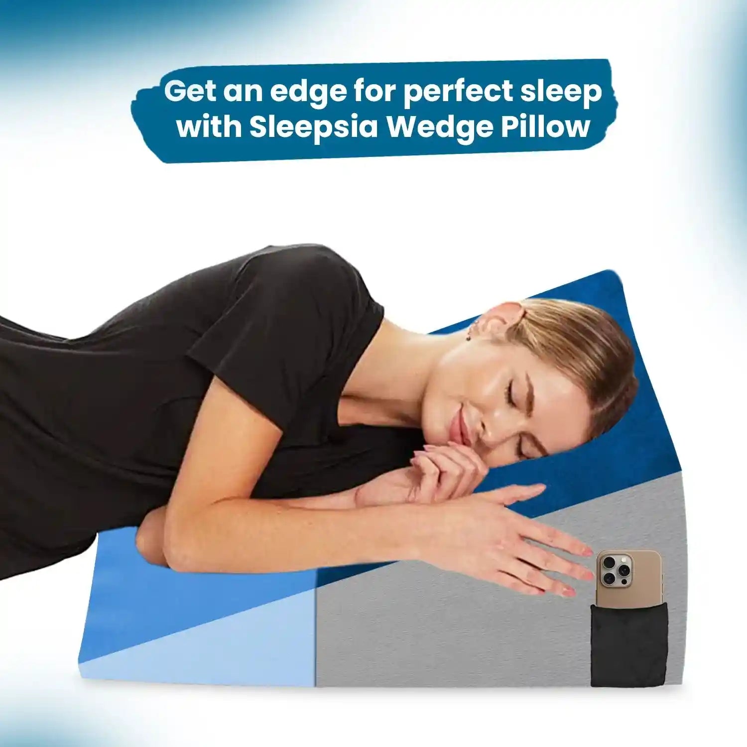 Orthopedic Memory Foam Back Support Wedge Pillow with Cooling Gel for Back Pain