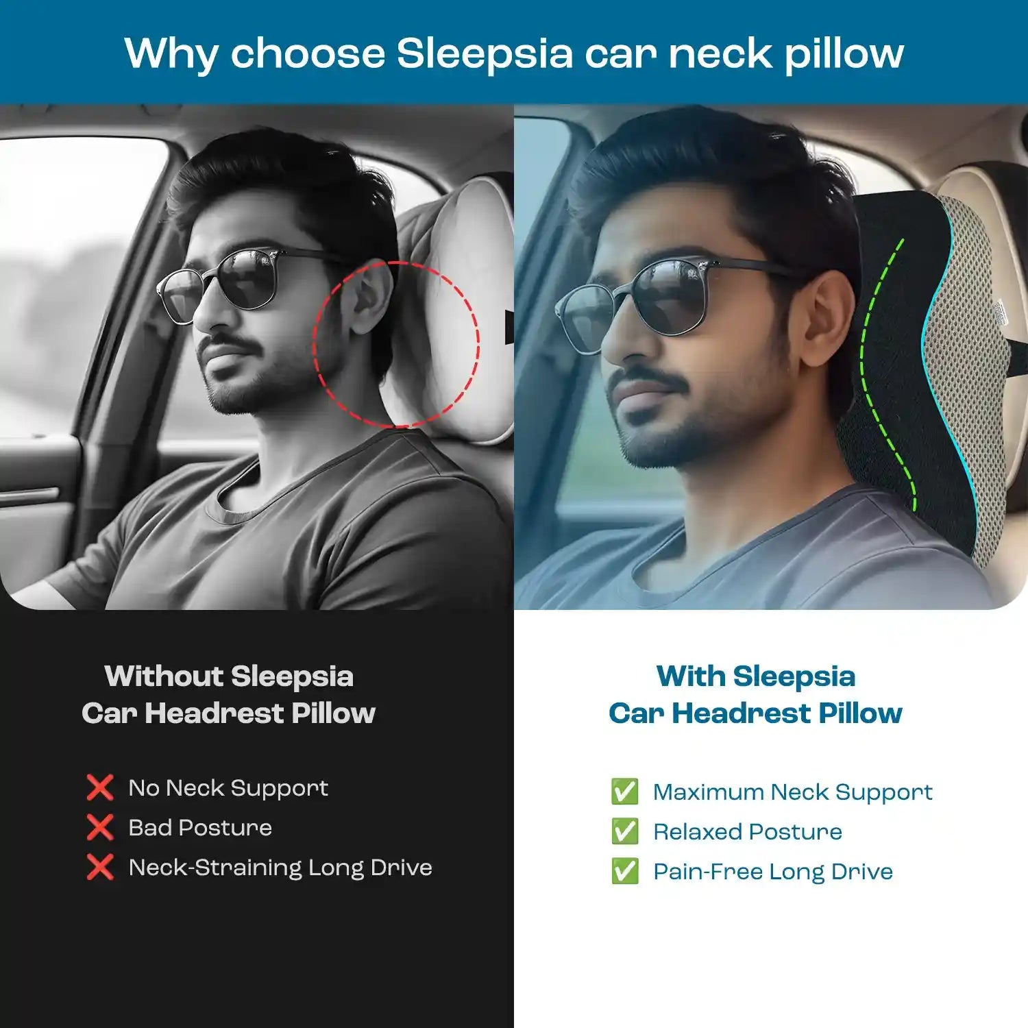 Car Neck Pillow with Memory Foam