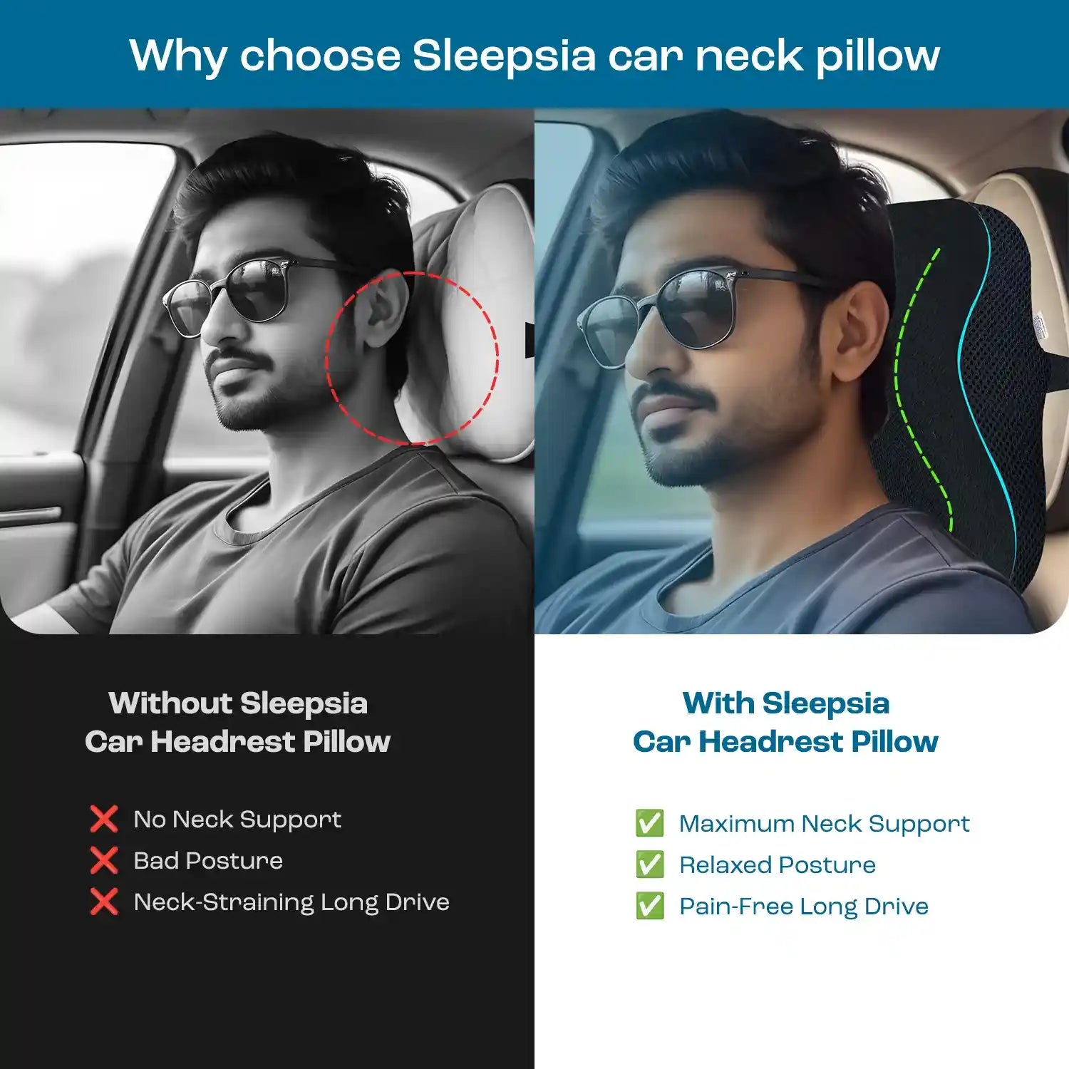 Car Neck Pillow with Memory Foam