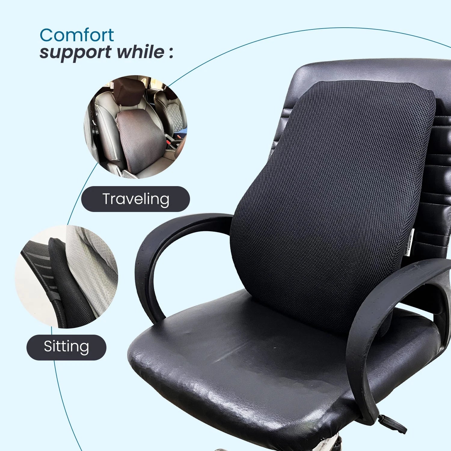 Lumbar Support Pillow With Ventilated Cooling Gel-Back Cushion