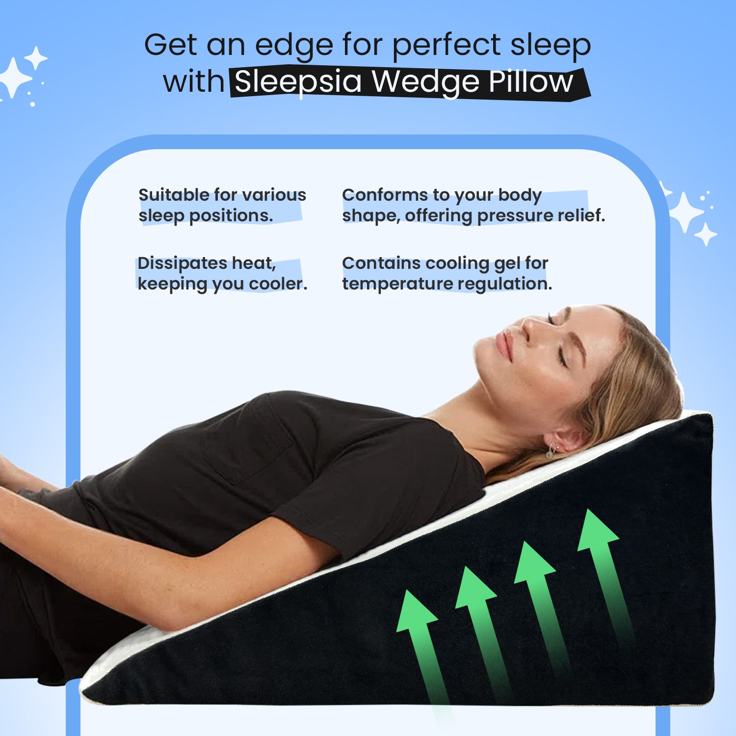 Orthopedic Memory Foam Back Support Wedge Pillow for Back Pain