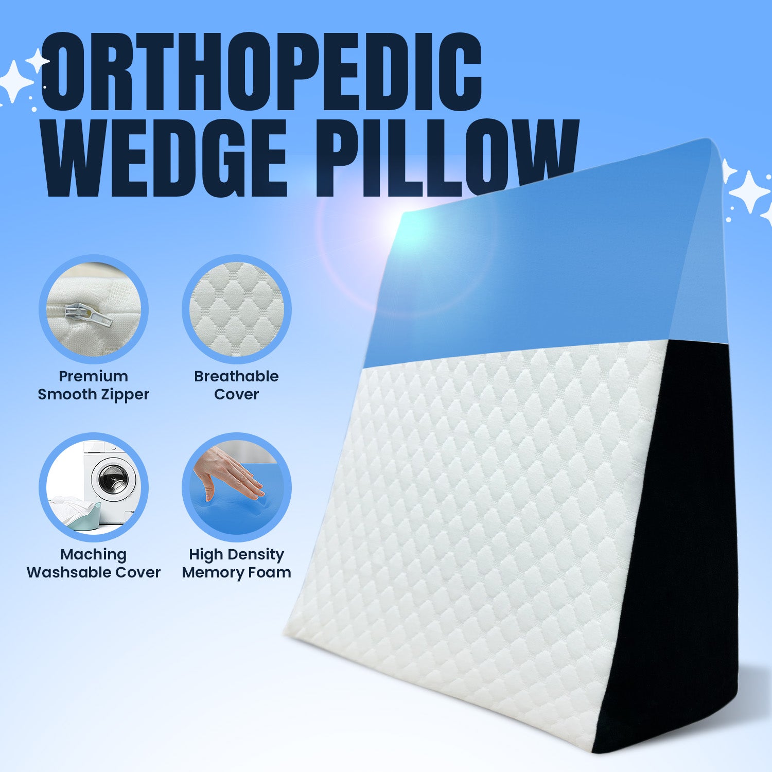 Orthopedic Memory Foam Back Support Wedge Pillow for Back Pain