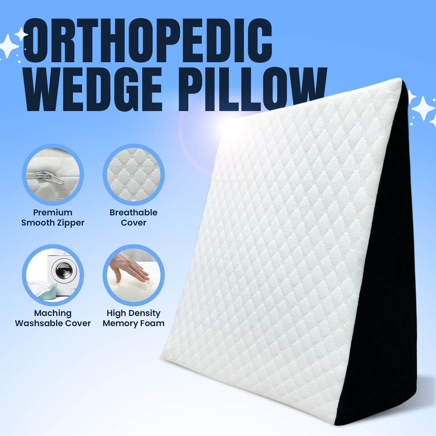 Orthopedic Memory Foam Back Support Wedge Pillow for Back Pain