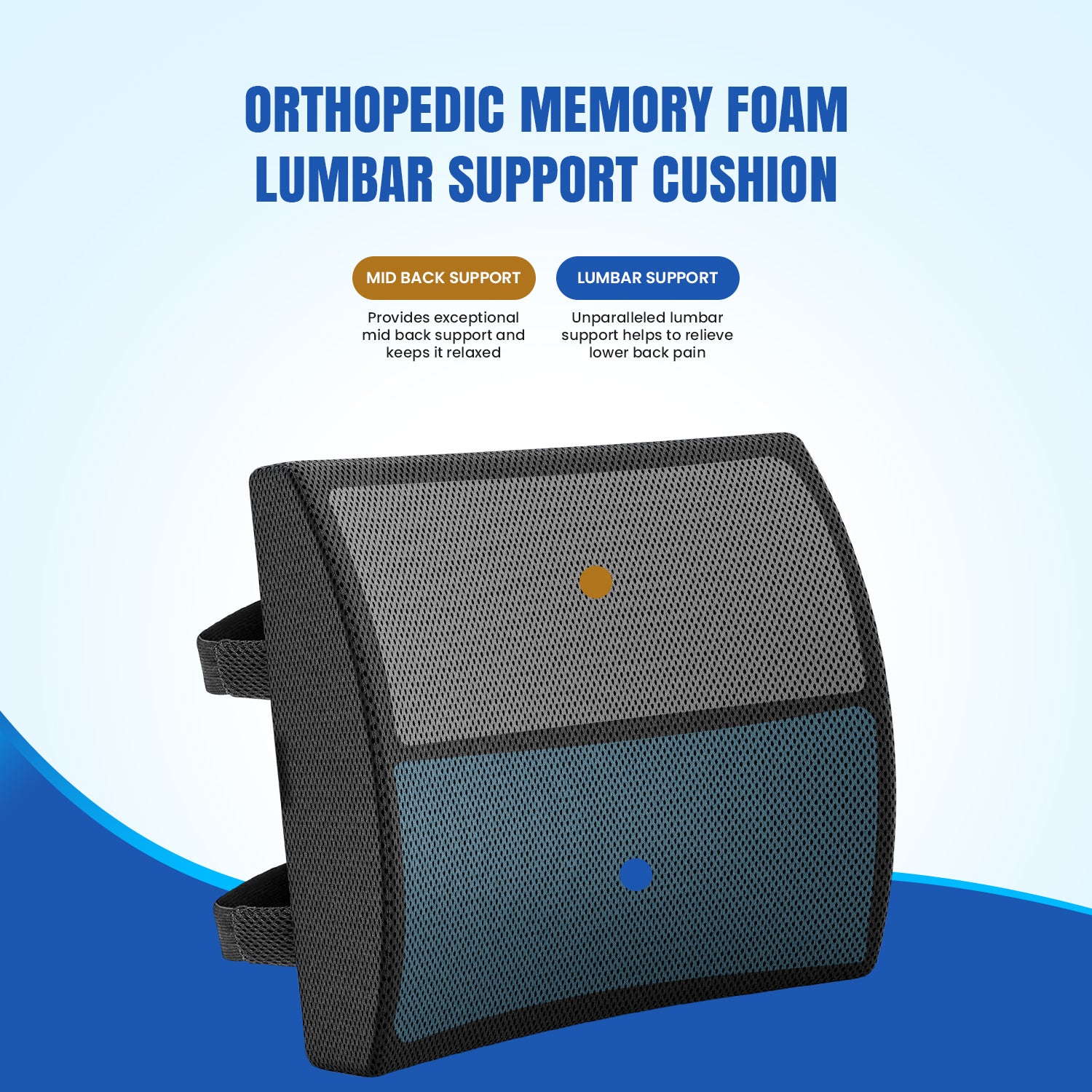 Orthopedic Memory Foam Half-Lumbar Support Backrest Cushion