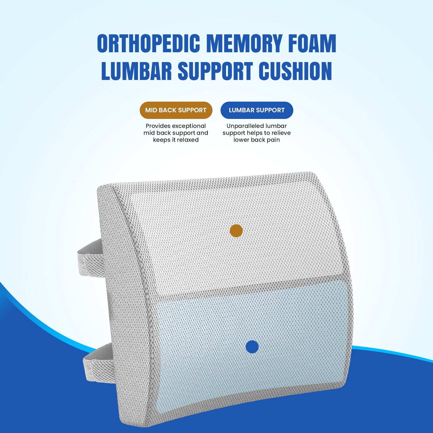 Orthopedic Memory Foam Half-Lumbar Support Backrest Cushion