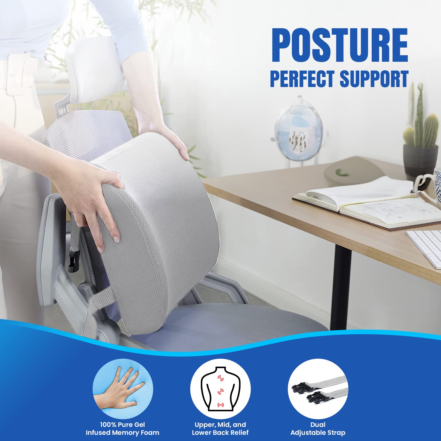 Orthopedic Memory Foam Half-Lumbar Support Backrest Cushion