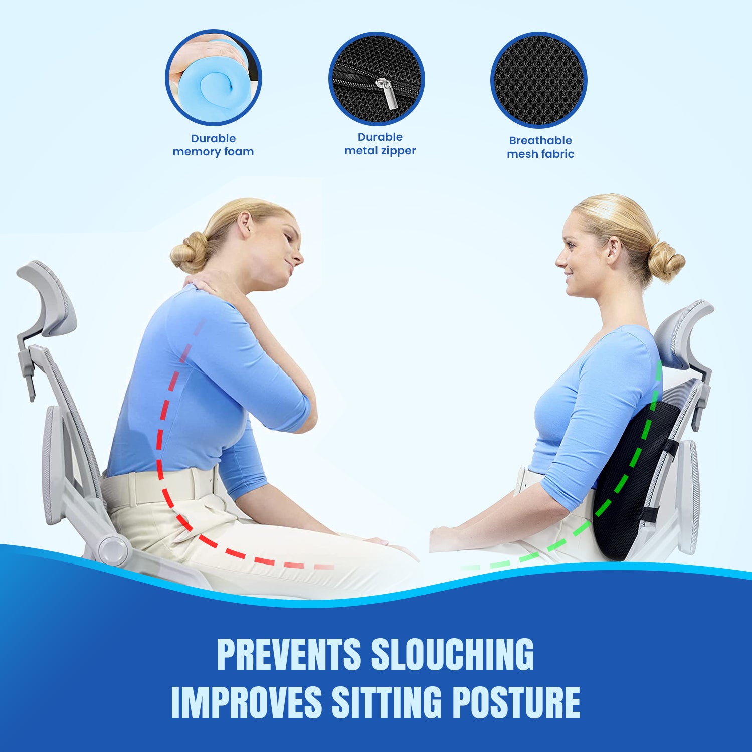 Orthopedic Memory Foam Half-Lumbar Support Backrest Cushion