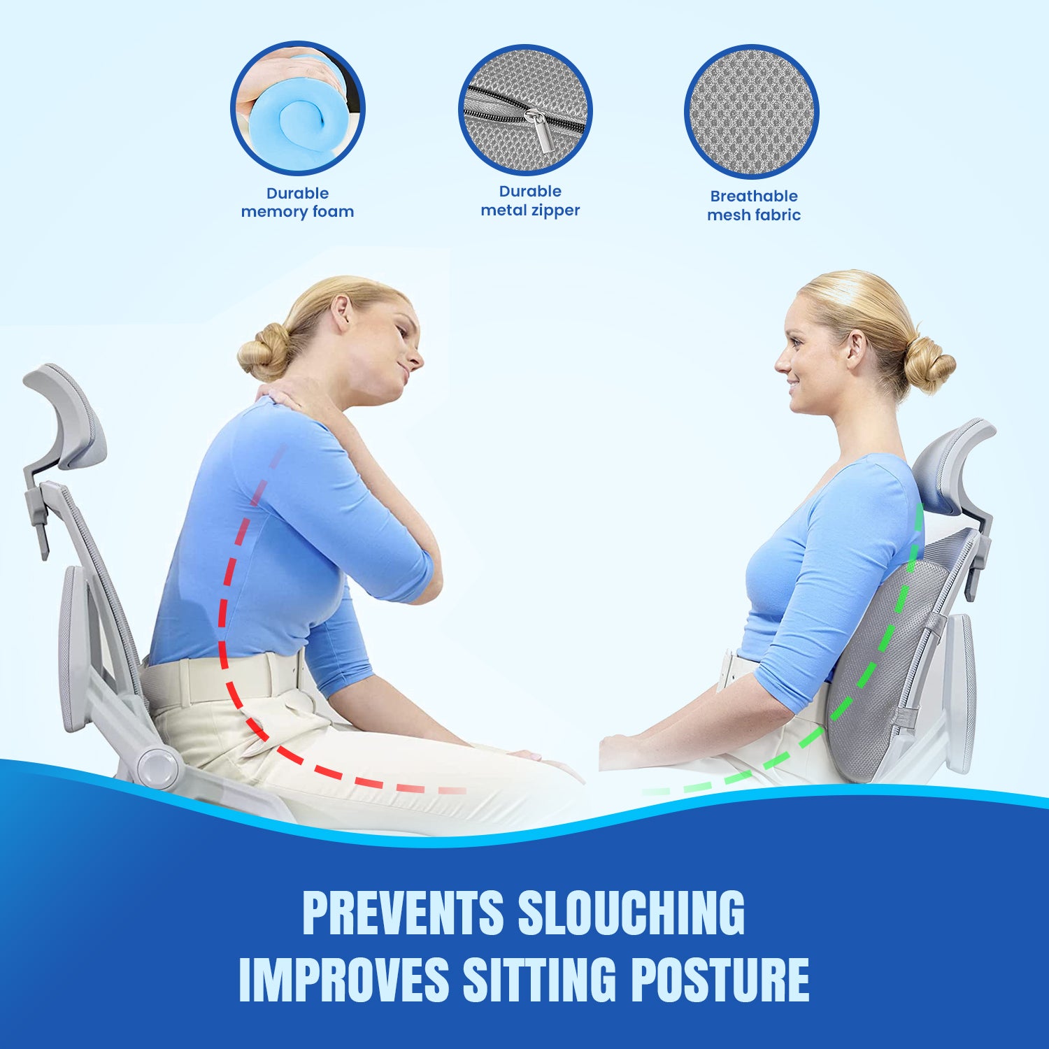 Orthopedic Memory Foam Half-Lumbar Support Backrest Cushion