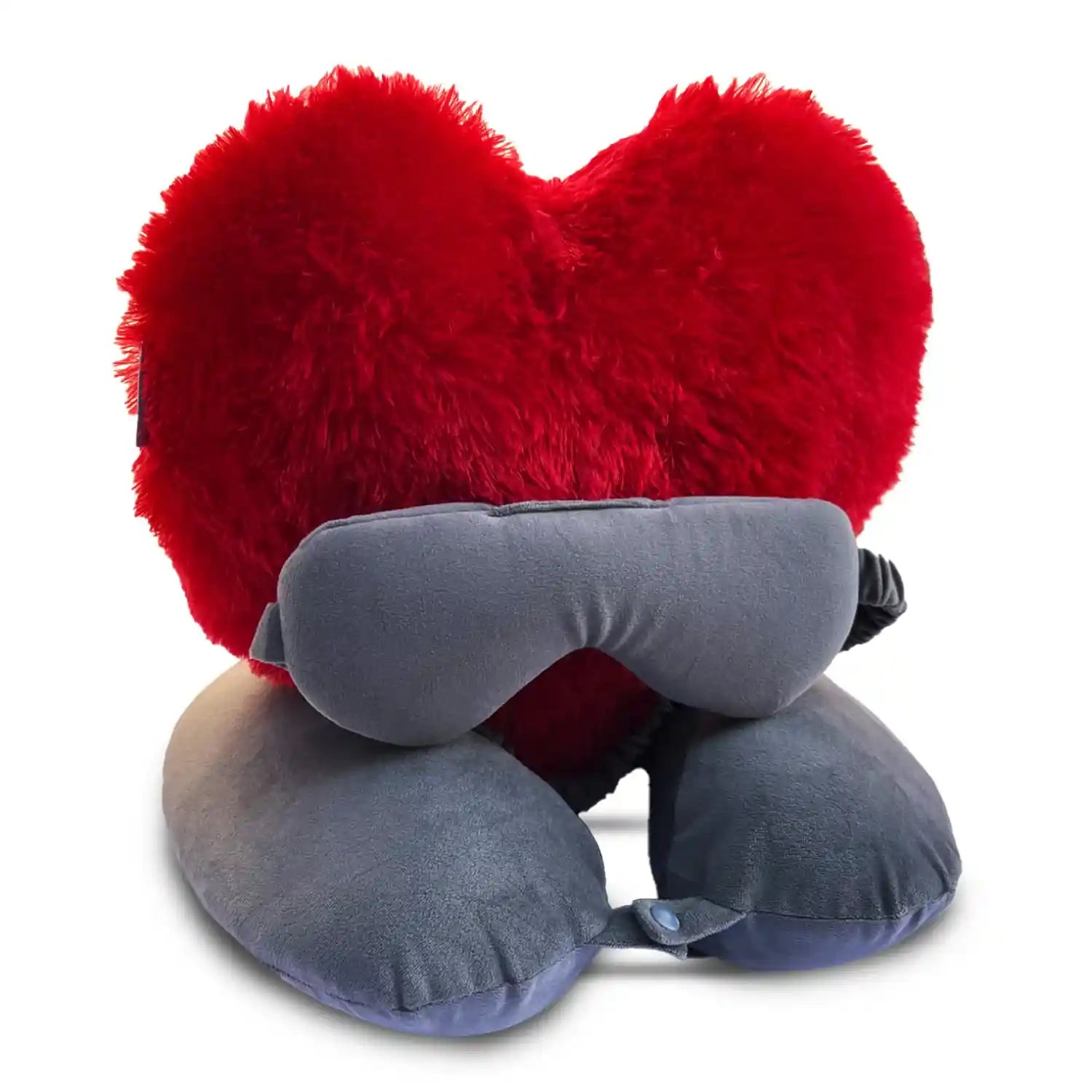 Heart Shape Pillow, Eye Mask & Travel Neck Pillow Combo