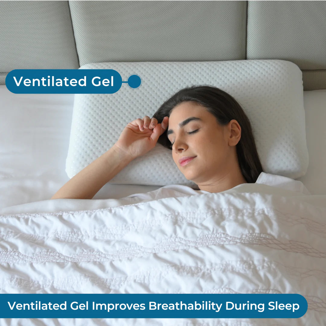 Memory Foam Pillow with Ventilated Cooling Gel for Neck & Shoulder Pain