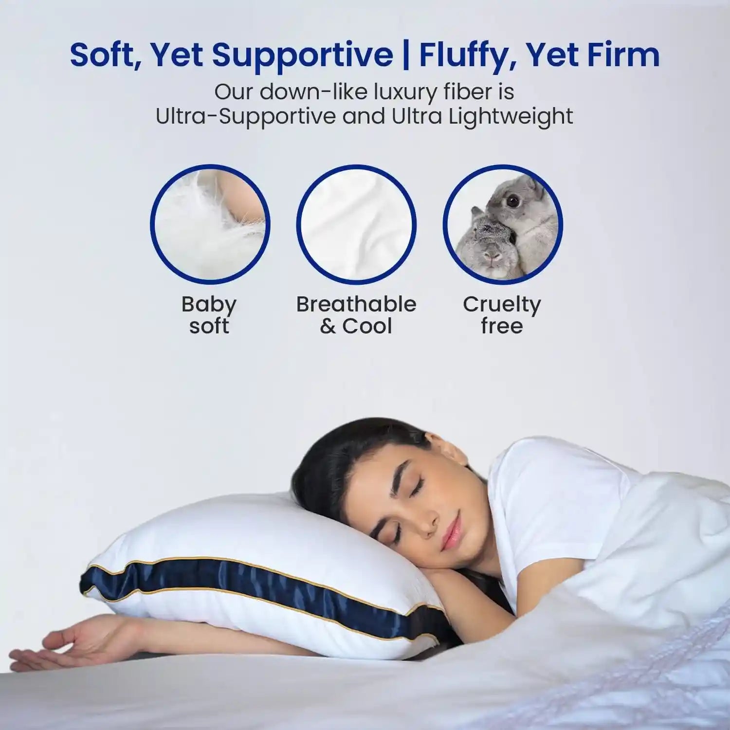 Super-Soft & Fluffy Microfiber Sleeping Pillow with Strip (Hotel Pillow)