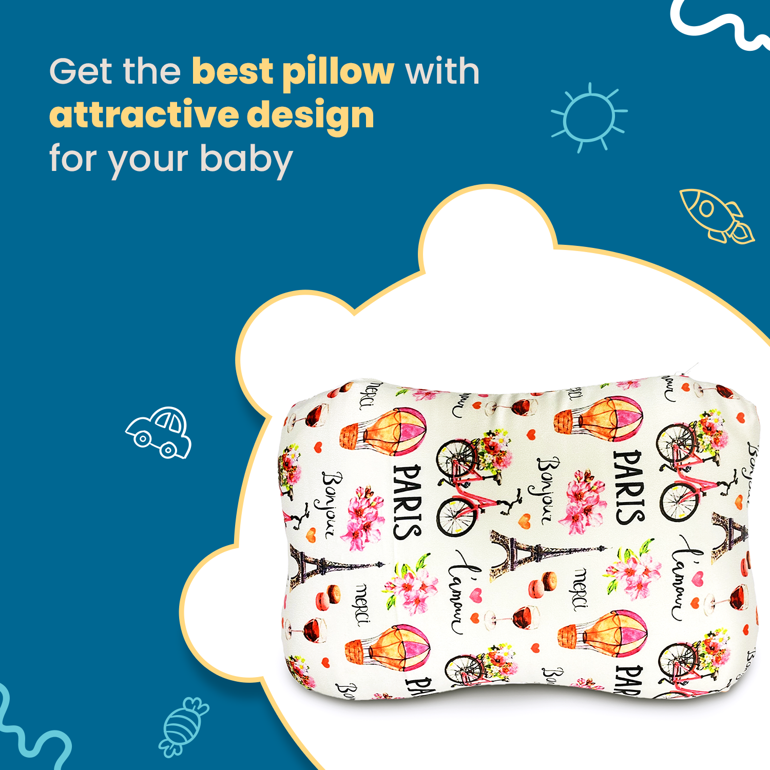 Butterfly Baby Pillow with Memory Foam