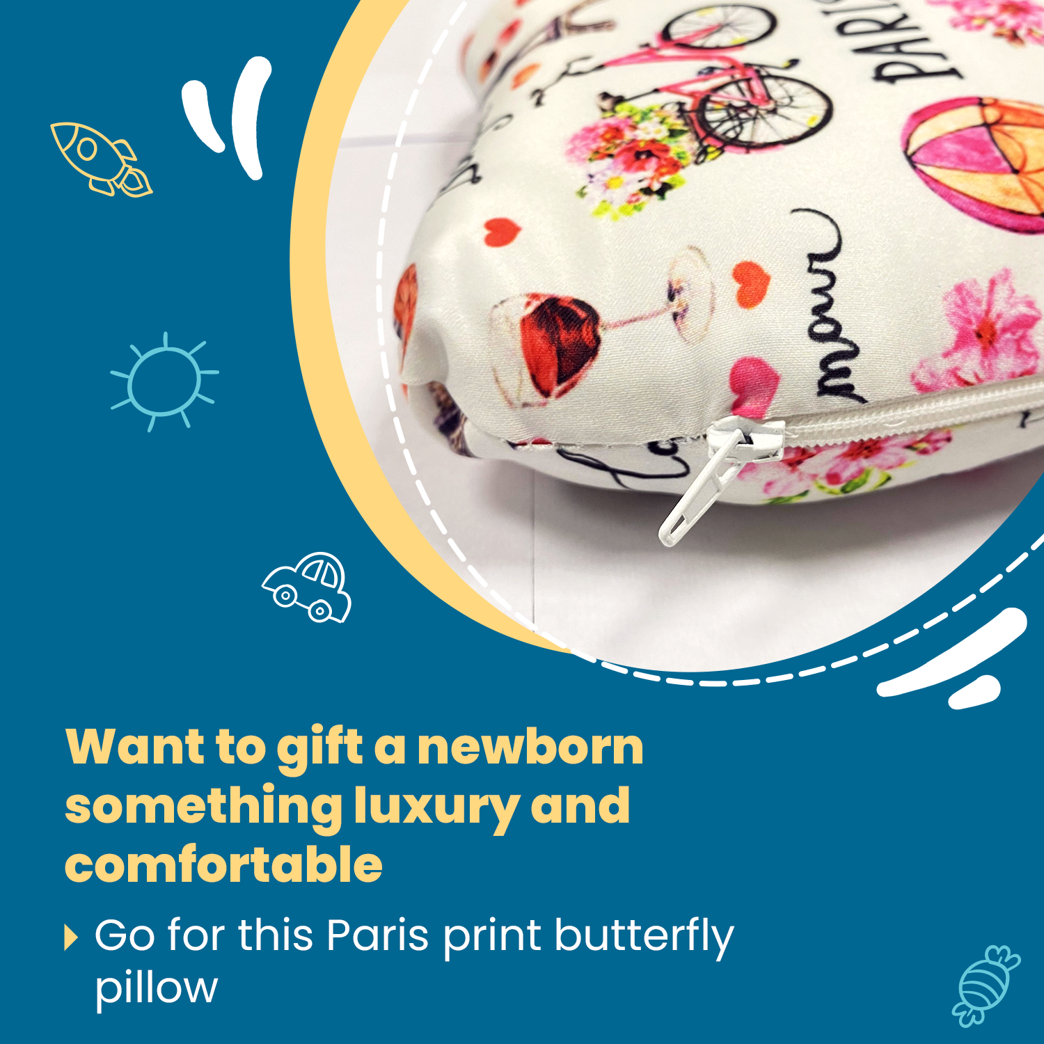 Butterfly Baby Pillow with Memory Foam