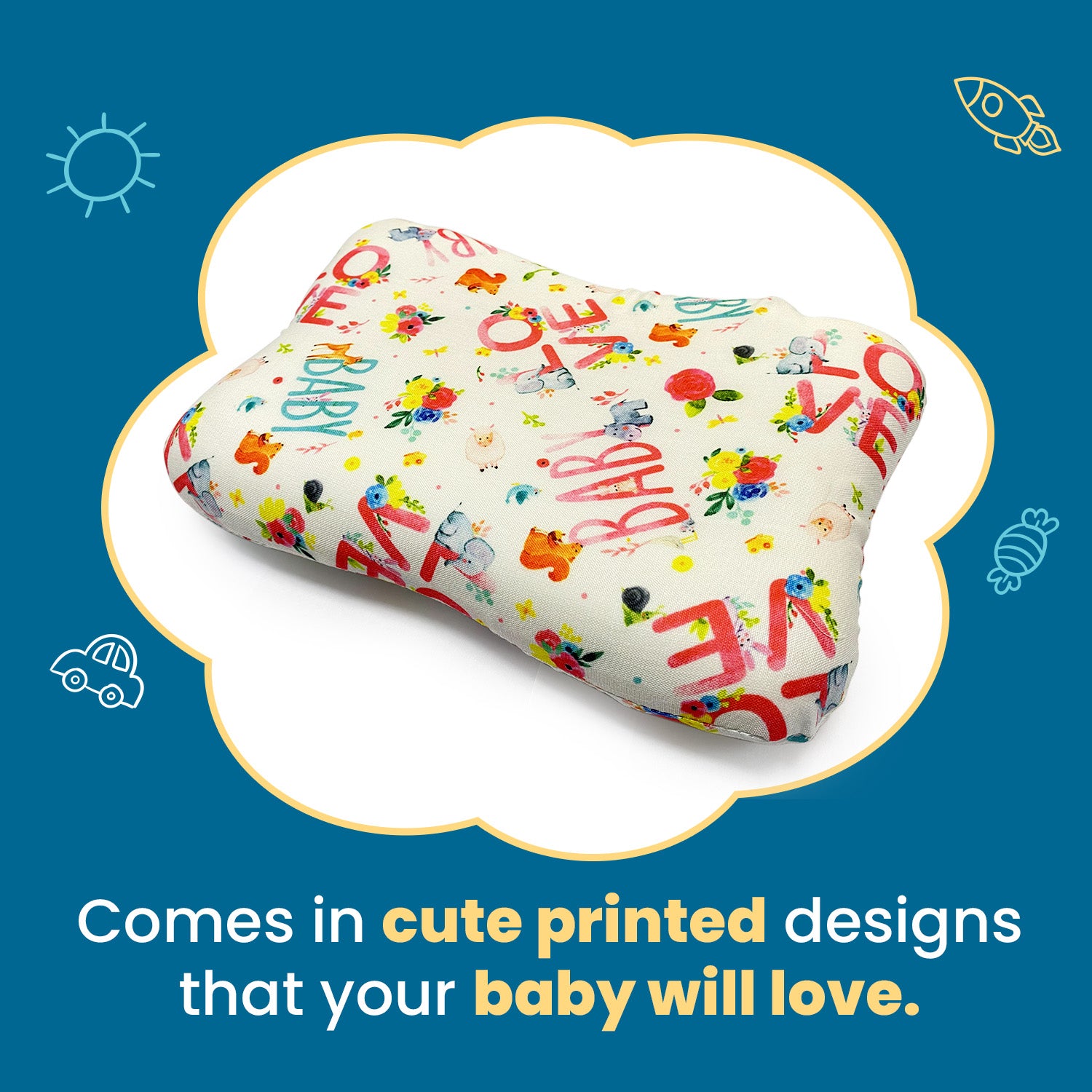 Butterfly Baby Pillow with Memory Foam